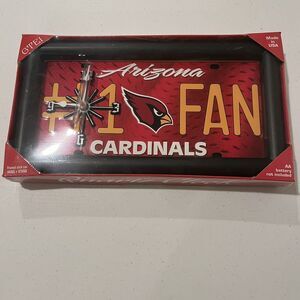 Arizona Cardinals NFL # 1 Fan Quartz License Plate Clock New In Box